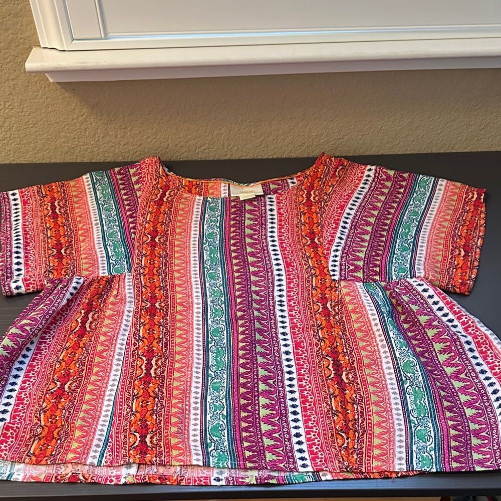 Anthropologie Maeve Multicolor Patterned Top Size XS (20" Pit to Pit)